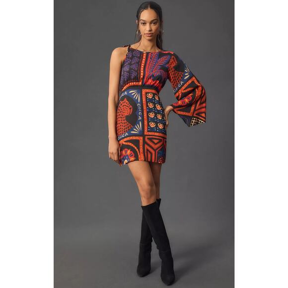 Farm Rio Tropical One-Shoulder Mini Dress - New Size Small - Picture 1 of 6